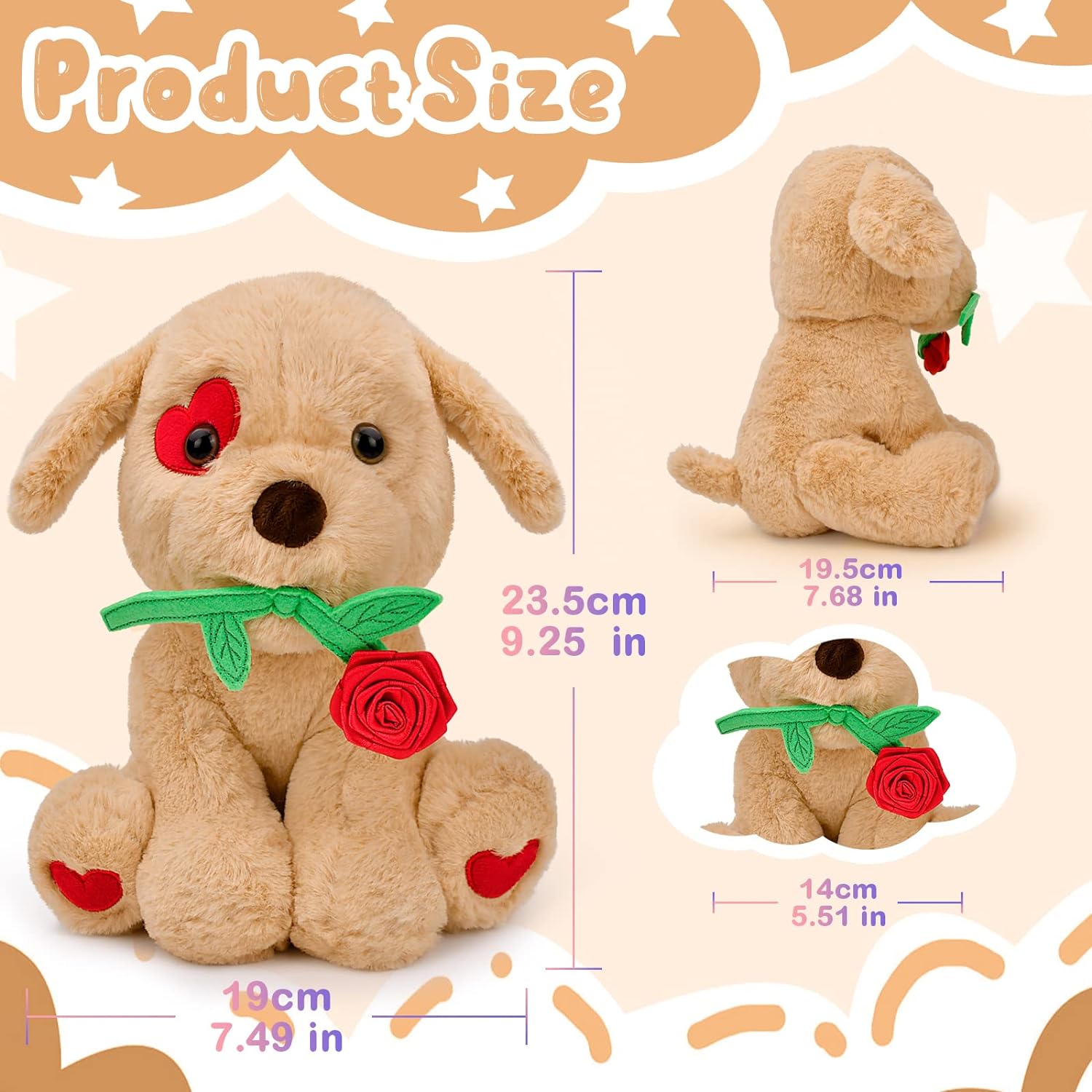 Cute Plush Stuffed Animal Puppy Dog with Rose Gifts