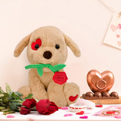 Cute Plush Stuffed Animal Puppy Dog with Rose Gifts